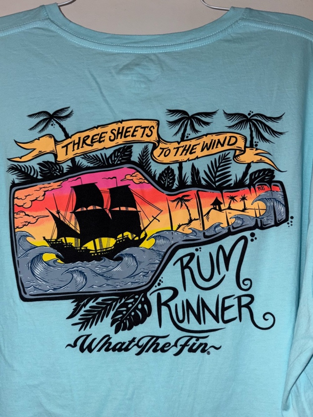 NWOT-Men’s 3XL 
Soft Blue Crewneck
'What The Fin-Front
3 sheets to the wind-back